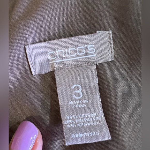 CHICO’S Dark Olive Green Women’s Plus Size 3 Blouse  Button Can Be Worn Folded - Picture 4 of 16